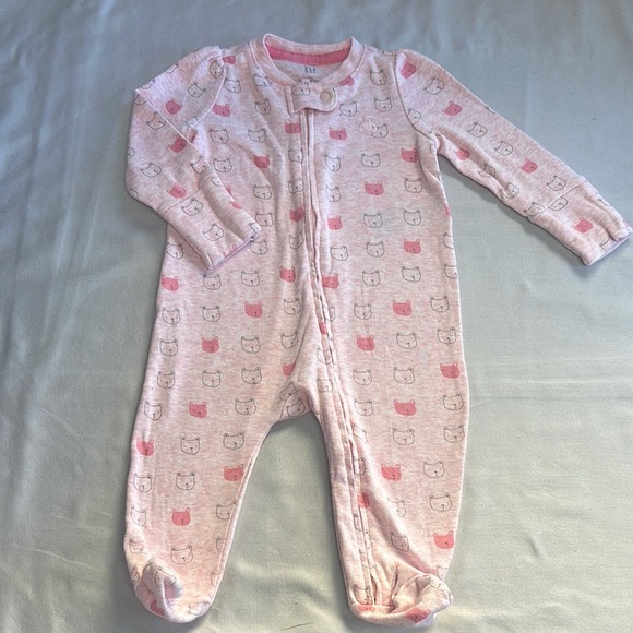 GAP Baby - Pink Baby Convertible Onesie Sleeper with Bear Pattern - Picture 2 of 4